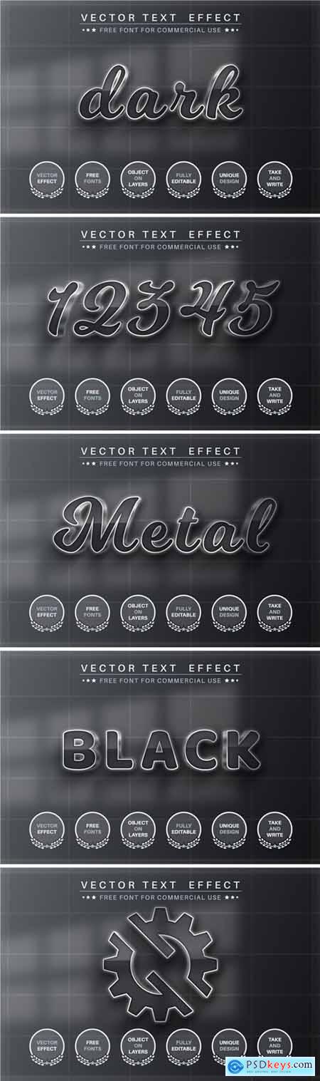 Dark metal - editable text effect, font style