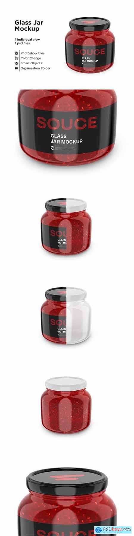 Glass Red Hot Sauce Jar Mockup 6063328