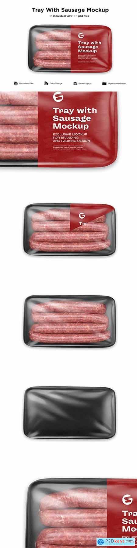Plastic Tray With Sausage Mockup 6063387