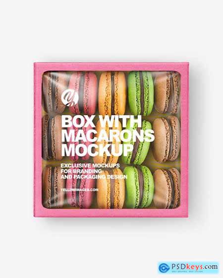 Paper Box With Macarons Mockup 79873