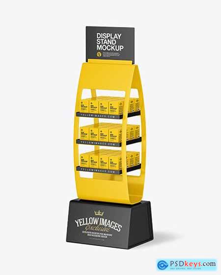 Glossy Display Stand w- Boxes Mockup 82395
