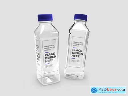 Realistic transparent plastic bottle mockup
