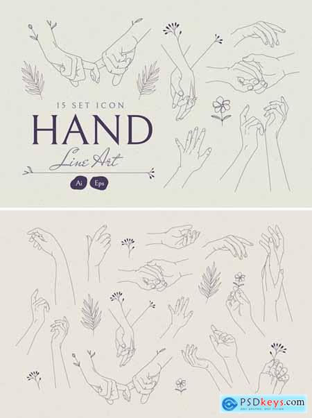 Hand Line Art Set Icon