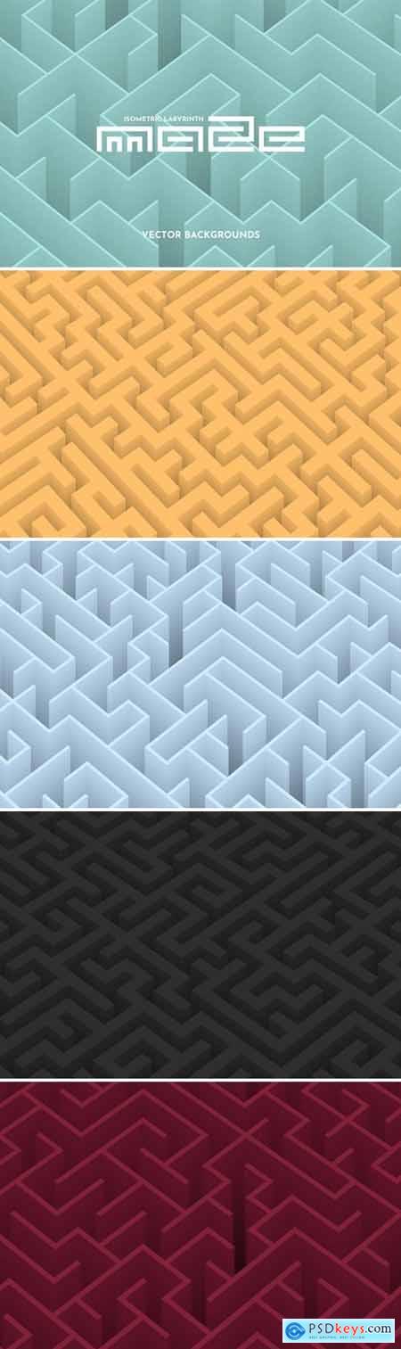 Isometric Maze Vector Backgrounds