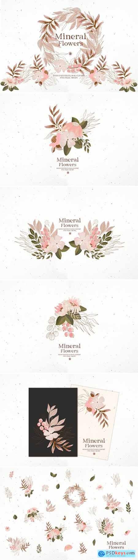 Mineral Flowers - hand painted floral clipart