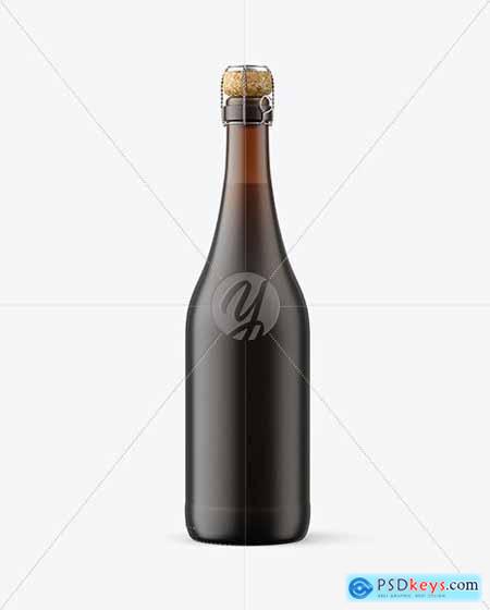 Frosted Amber Glass Bottle w- Red Wine mockup 82566