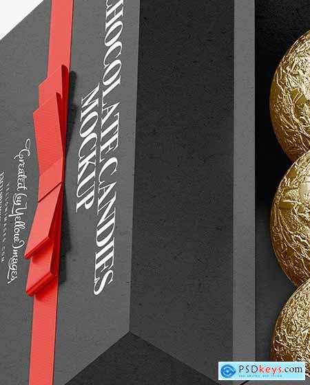 Kraft Paper Box with Chocolates in Foil Mockup 82540