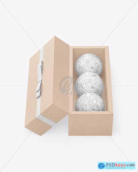Kraft Paper Box with Chocolates in Foil Mockup 82540