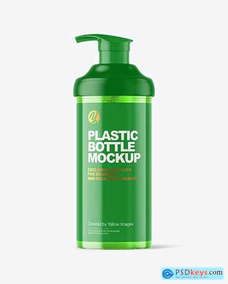 Color Plastic Cosmetic Bottle with Pump Mockup 82501