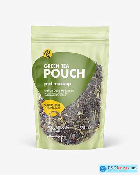 Frosted Plastic Pouch w- Green Tea Mockup 82799