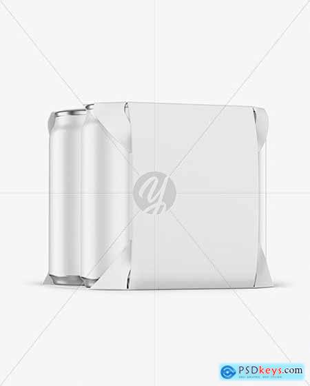 Carton Pack W- 4 Matte Cans Mockup 82765