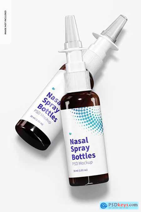 Glass nasal spray bottles mockup