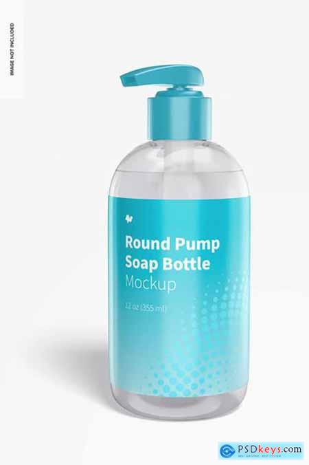 Round pump soap bottles mockup