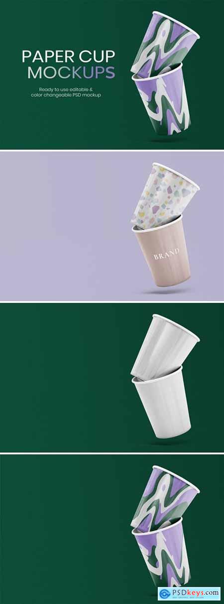 Colorful paper cup mockup