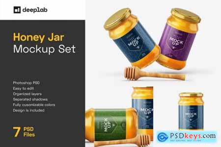 Honey Jar Mockup Set With Dipper 6108809