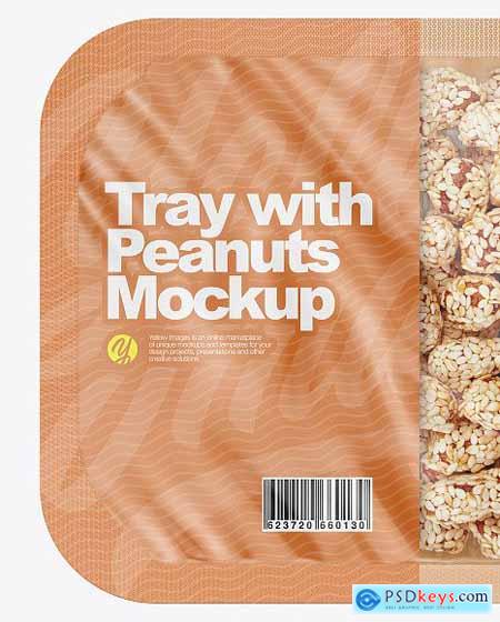 Tray With Sesame Coated Peanuts Mockup 82579