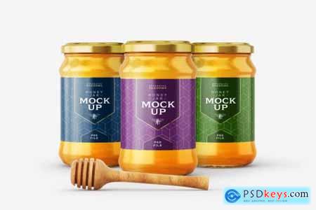 Honey Jar Mockup Set With Dipper 6108809