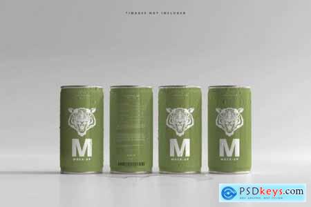 180ml mini soda or beer can with water drops mockups