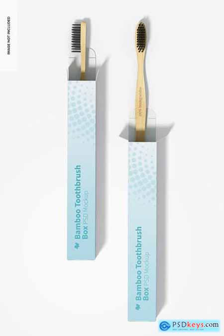 Bamboo toothbrush with box mockup