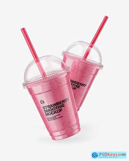 Download Two Strawberry Smoothie Cups Mockup 83225 » Free Download ...