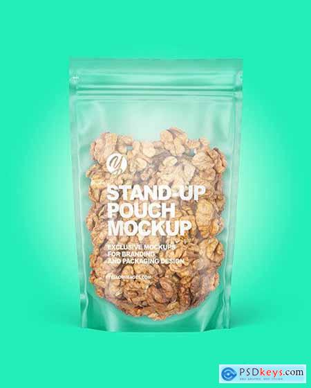 Frosted Plastic Pouch w- Walnuts Mockup 82559
