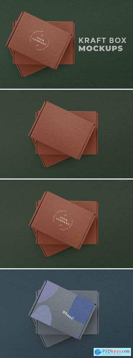 Kraft box packaging mockup with green background