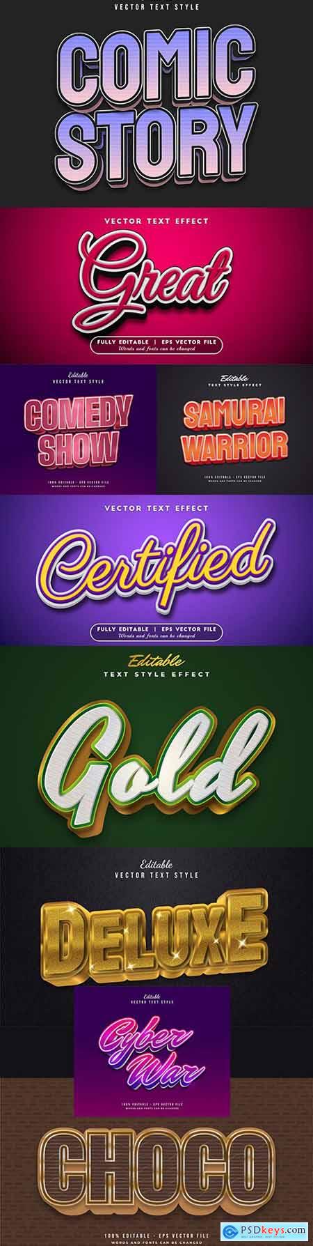 Editable font and 3d effect text design collection illustration 56