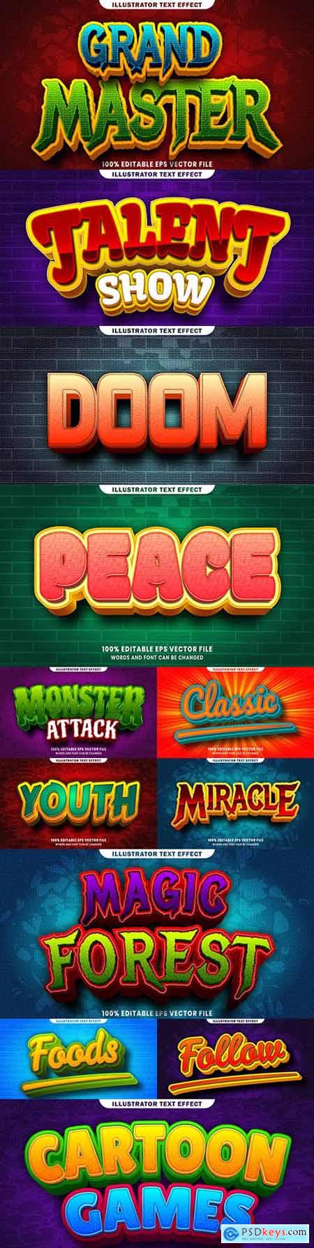Editable font and 3d effect text design collection illustration 51