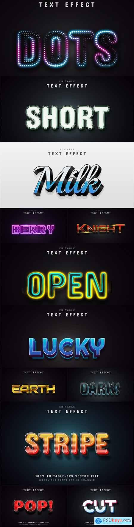 Editable font and 3d effect text design collection illustration 55