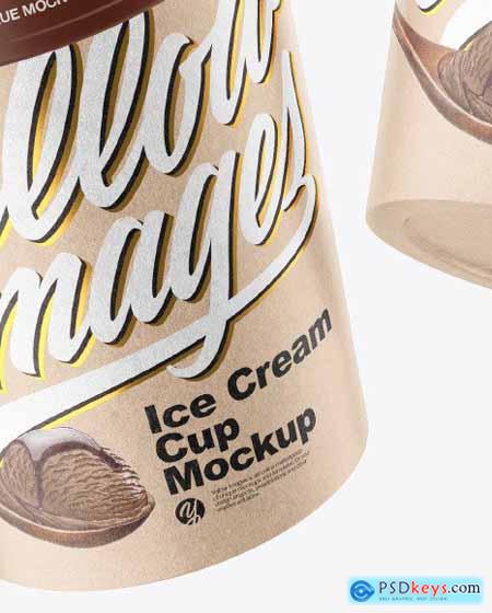 Two Kraft Ice Cream Cups Mockup 83219