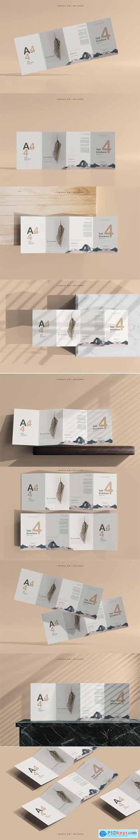 A4 size four fold brochure mockup