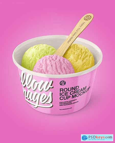 Glossy Ice Cream Cup w- Wooden Stick Mockup 83475