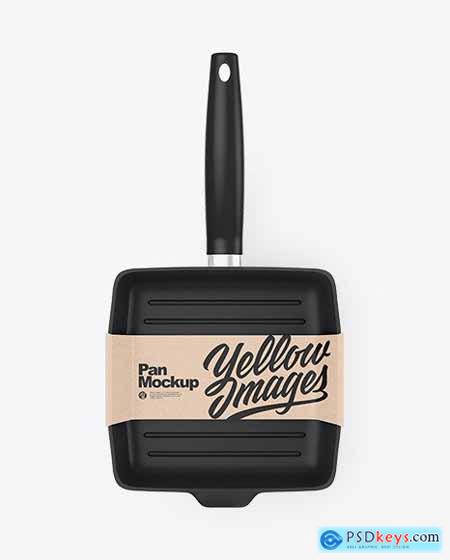 Grill Frying Pan with Kraft Paper Label Mockup 82654