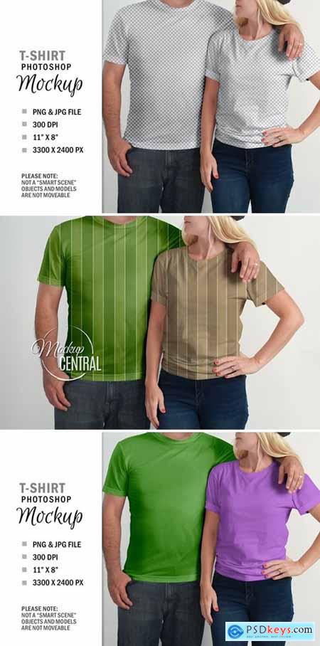 Couple T-Shirt Clothing Mockup Photoshop PSD