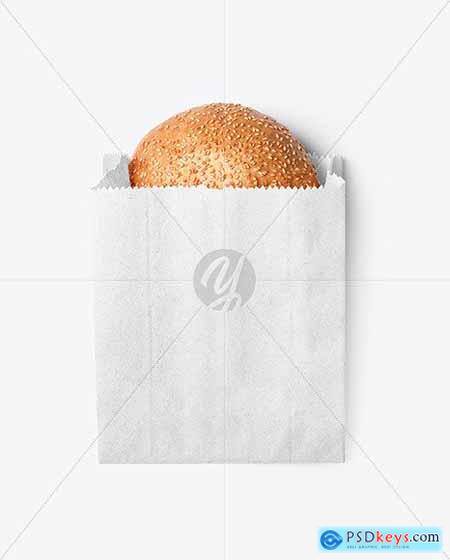 Kraft Paper Bag with Burger Bun Mockup 83429