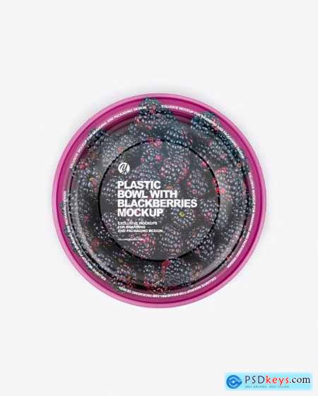 Plastic Bowl with Blackberries Mockup 75556