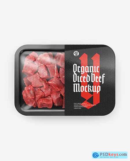 Plastic Tray With Diced Beef Mockup 83396