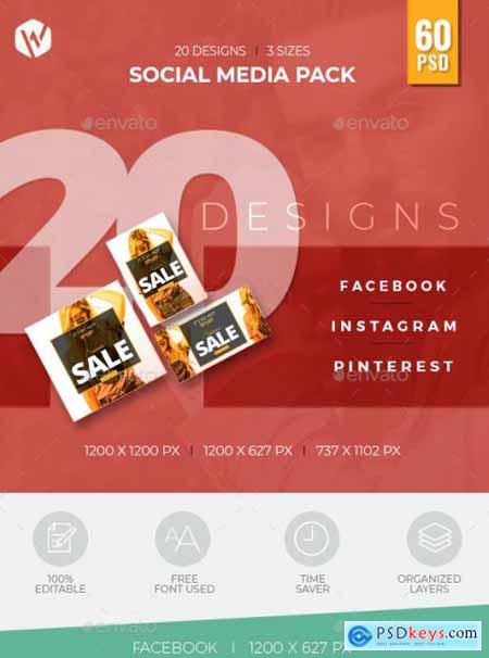 20 Facebook, Instagram & Pinterest Social Media Pack 26565840
