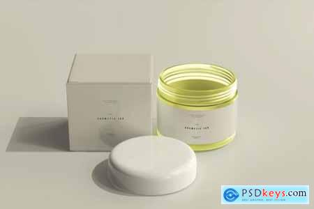 Cosmetic jar and box mockup