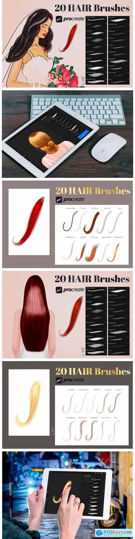 20 Hair Brushes for Procreate 12541997