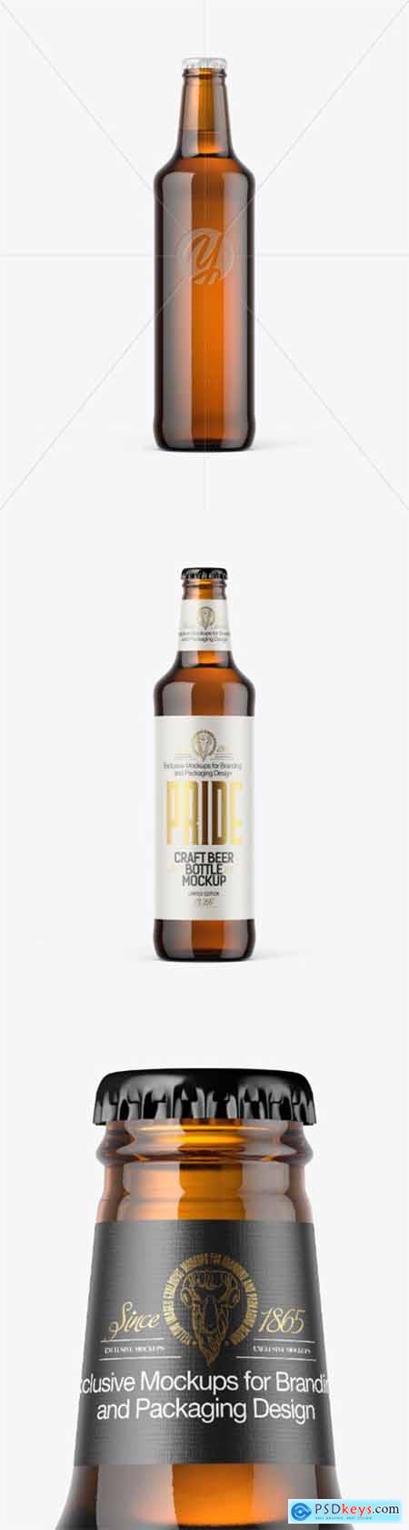 500ml Amber Craft Beer Bottle Mockup 79532