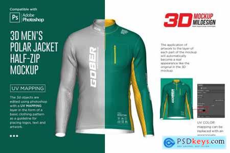 3DMens Polar Jacket Half-zip Mockup 5986549