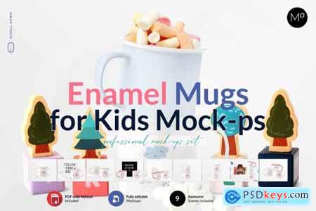 Enamel Mugs for Kids Mock-ups Set 5964098