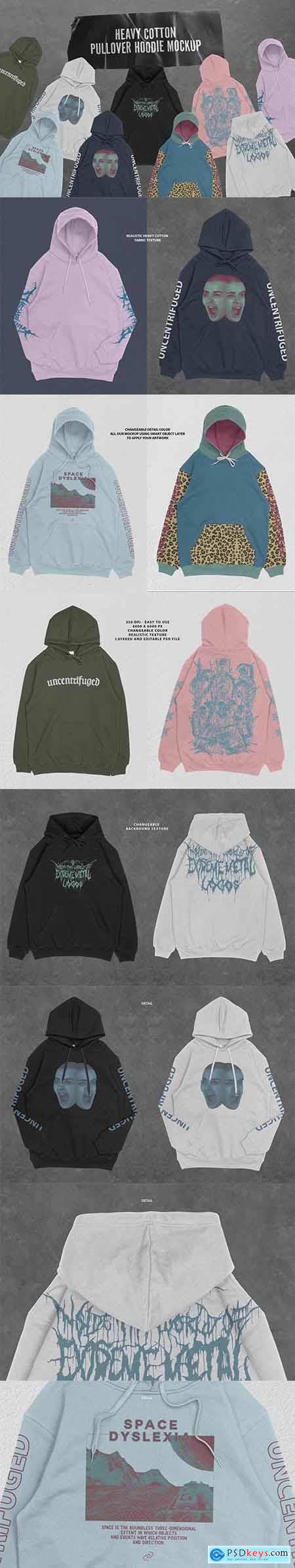 Heavy Cotton Pullover Hoodie Mockup 6169835