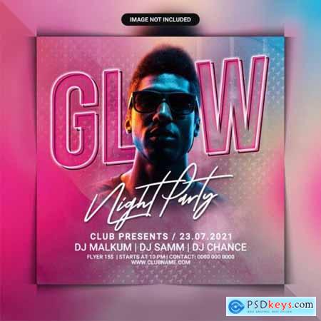 Glow night party flyer template