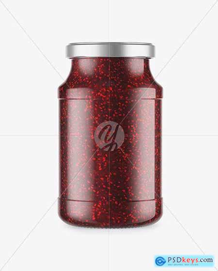 Glass Jar With Raspberry Jam Mockup 84616