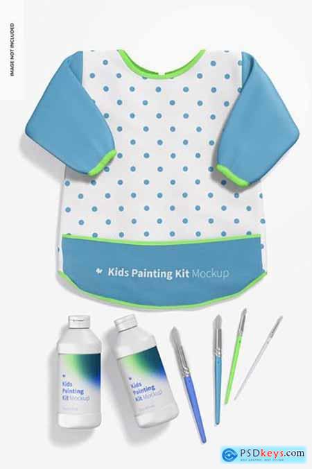 Kids painting kits scene mockup