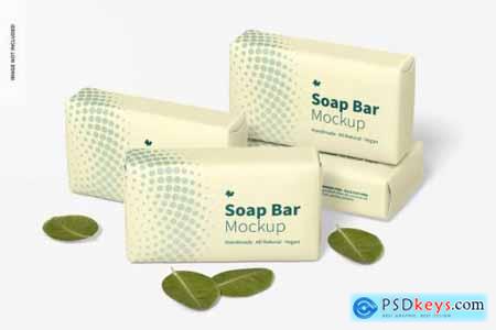 Soap bars with paper package set mockup