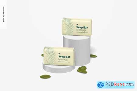 Soap bars with paper package set mockup