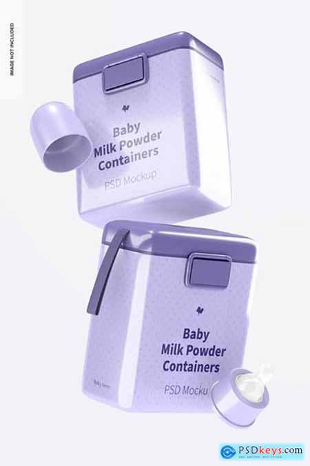 Large baby milk powder containers mockup